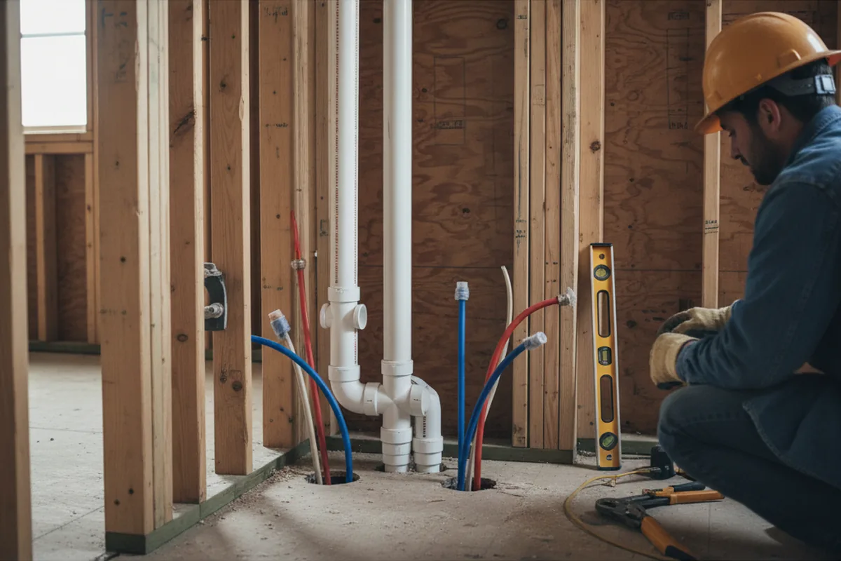 Drain and supply rough-in during Sump Pump Repair in Chisago City